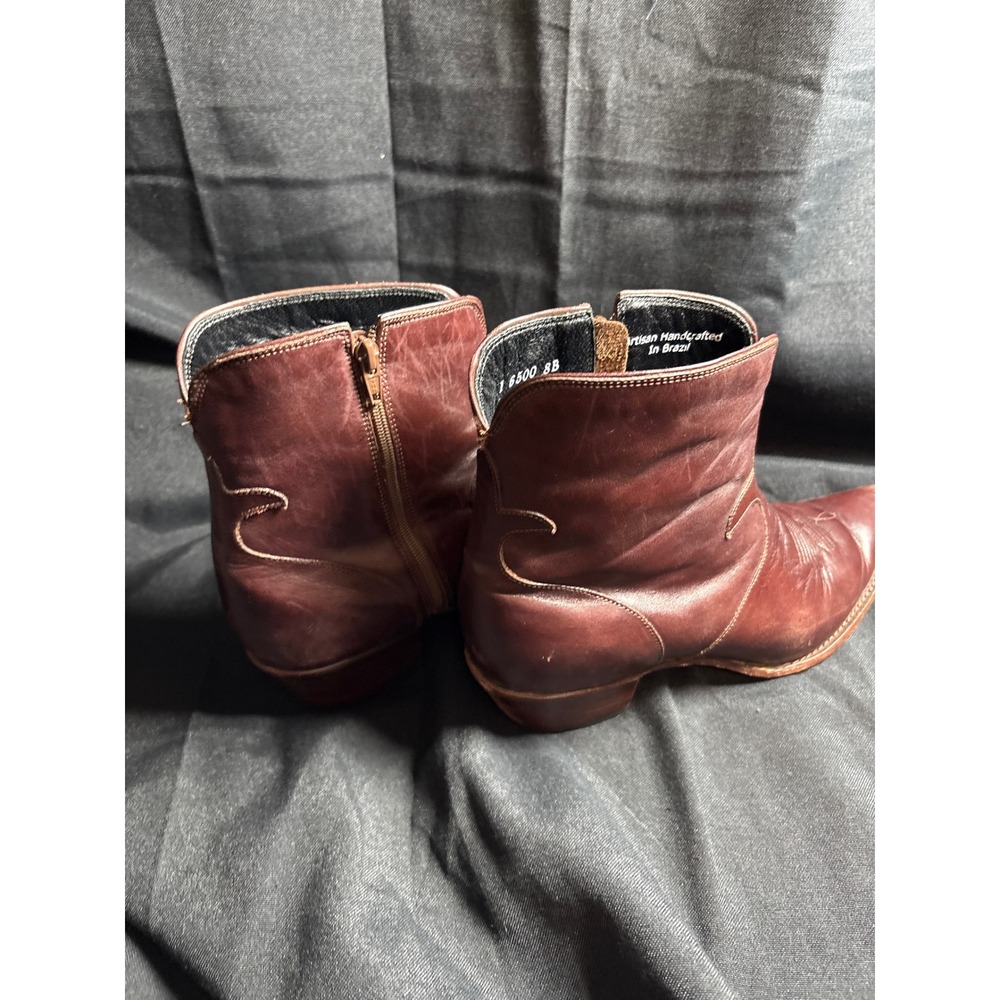 Charlie 1 Horse Womens Brown Leather Western Ankle Boots 6500 Brazil Size 8B - Picture 4 of 6